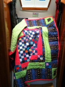 Lime Blue Red Patchwork Quilt